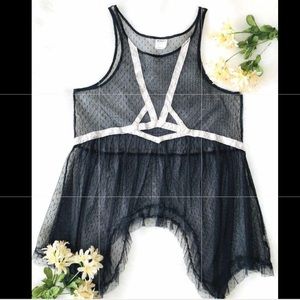 Free People Sheer White Metallic Tank